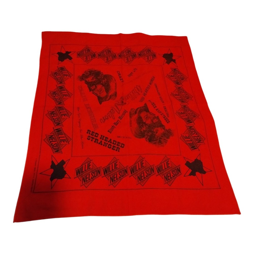 VTG 1977 Willie Nelson Red Headed Stranger Western‎ Country Music Tour Bandana